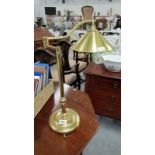 A brass table lamp