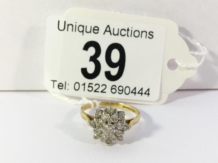 An 18ct yellow gold floral diamond ring, size P