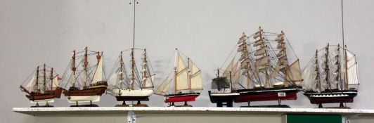 A collection of model sailing boats