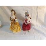 2 Royal Doulton figurines 'Sandra' and 'Christmas Morn'