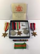 5 WW2 medals consisting of 1939/45 star, Africa star, Italy star & defence medal