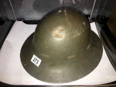 A military tin helmet