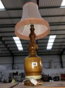 A hand turned one off wooden lamp base made in Bassingham, 1970's