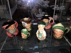 6 assorted character jugs including Royal Doulton