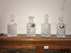 4 cut glass decanters, (2 with labels)