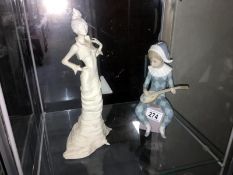 A Coalport couture collection figure of Sateen and a LLadro figure of a boy playing a mandolin