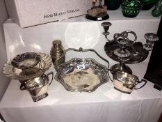 A mixed lot of silver plate including comport, dishes etc