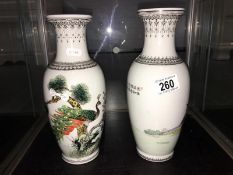 2 famille oriental vases (rim nibbled)