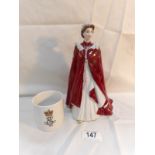 A Royal Worcester Queen Elizabeth II 80th birthday figure and a 1902 mug