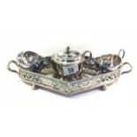 A small 3 piece silver plated tea set on an EPNS tray