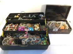 A large quantity of costume jewellery in 2 boxes