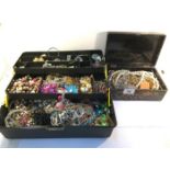 A large quantity of costume jewellery in 2 boxes