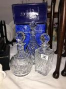 3 Royal Doulton crystal decanters
