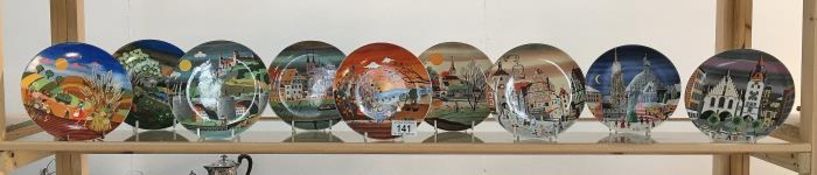 9 Poole pottery plates