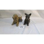 2 Austrian cold painted dog shaped ashtrays being a spaniel and a terrier