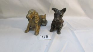 2 Austrian cold painted dog shaped ashtrays being a spaniel and a terrier