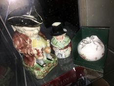 A 19th century Toby jug, a Welsh lady jug and a Minton lidded bowl