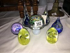 7 glass paperweights