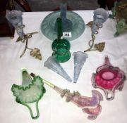 A mixed lot of glass trumpets etc