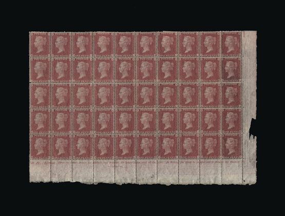 Great Britain - QV (line engraved) : (SG 40) 1856-58 perf 14 1d rose-red, plate 34, SE corner