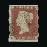 Great Britain - QV (line engraved) : 1852 1d red brown Alphabet 2, EB, the TREASURY ROULETTE,