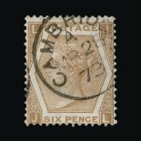 Great Britain - QV (surface printed) : (SG 124a) 1872-73 6d pale chestnut Plate 12 JL, ABNORMAL,