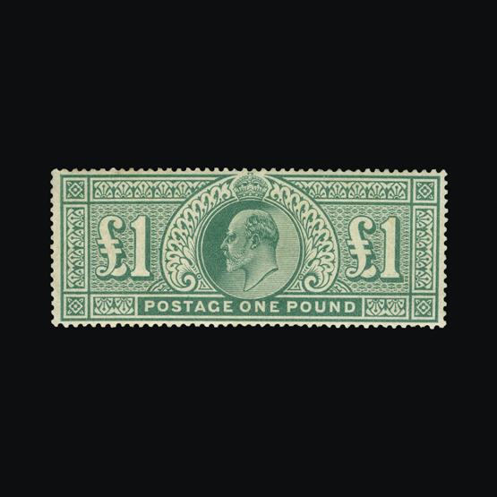 Great Britain - KEVII : (SG 266) 1902-10 DLR £1 dull blue-green, well centred, slight yellowish