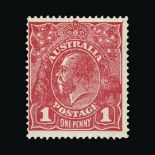 Australia : (SG 47k) 1916-18 King's Head 1d scarlet on rough unsurfaced paper NO WATERMARK