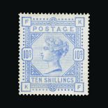 Great Britain - QV (surface printed) : (SG 183) 1883-84 10s ultramarine, KF, light gum bends,