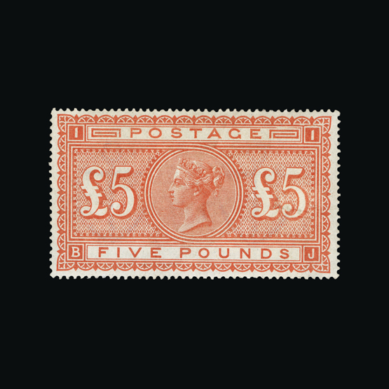 Great Britain - QV (surface printed) : (SG 137) 1867-83 £5 orange, BJ, well centred, some trivial