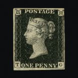 Great Britain - QV (line engraved) : (SG 2) 1840 1d black, plate 5, TG, 4 margins except just