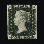 Great Britain - QV (line engraved) : (SG 2) 1840 1d black, plate 7, AF, 4 small neat margins, tiny
