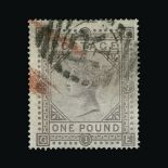 Great Britain - QV (surface printed) : (SG 129) 1867-83 wmk Cross £1 brown-lilac, GE, centred to SE,