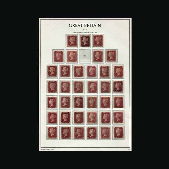 Great Britain - QV (line engraved) : (SG 43/4) 1858-79 1d red, plates 71 to 214 (ex. 77) complete on