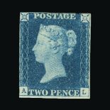 Great Britain - QV (line engraved) : (SG 5) 1840 2d blue, plate 1, AL, 3+ margins, very fresh,
