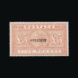 Great Britain - QV (surface printed) : (SG 137s) 1867-83 £5 orange, DB, ovptd. SPECIMEN Type 9, well