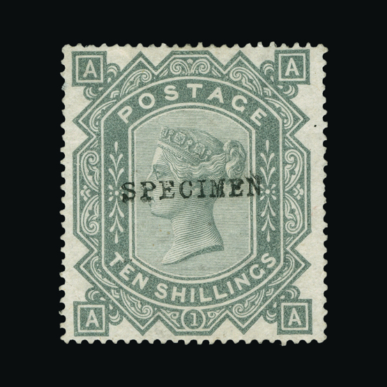 Great Britain - QV (surface printed) : (SG 128s) 1867-83 wmk Maltese Cross 10s greenish-grey, AA,