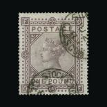 Great Britain - QV (surface printed) : (SG 129) 1867-83 wmk Cross £1 brown-lilac, GF, centred to SW,