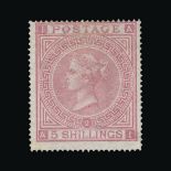 Great Britain - QV (surface printed) : (SG 127) 1867-83 Maltese Cross 5s pale rose, plate 2, AI,