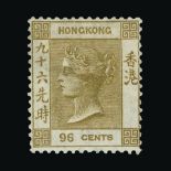 General - Forgeries : 1863-71 Hong Kong-CC 96c olive bistre mint on CC watermarked paper,