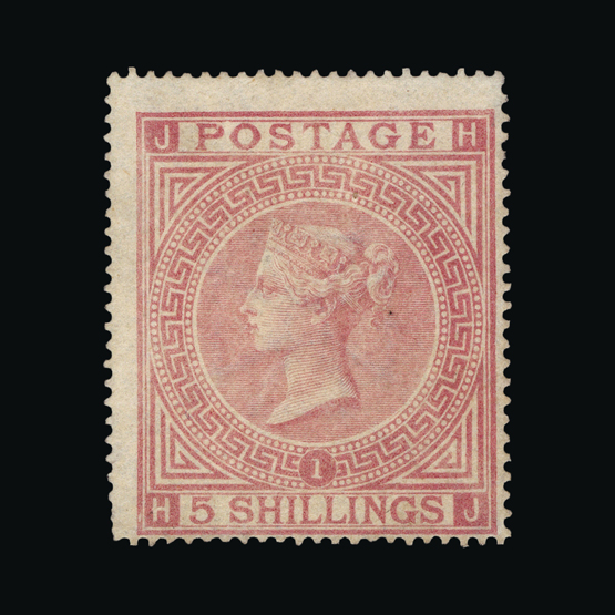 Great Britain - QV (line engraved) : (SG 127) 1867-83 wk Maltese Cross 5s pale rose, plate 1, HJ,