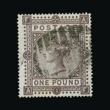 Great Britain - QV (surface printed) : (SG 129) 1867-83 wmk Cross £1 brown-lilac, AF, centred to