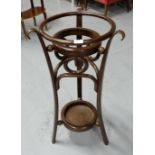 Bentwood Jardinere Stand, with a round top rail and circular decorations and lower stretcher shelf.