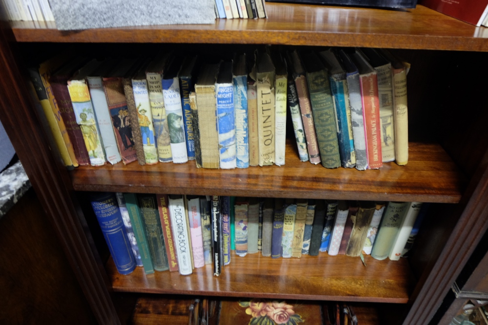 Large collection of hardback books incl. novels, interior decoration, literature etc (2 shelves)