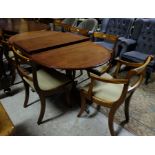 Reproduction Regency Style extension Dining Table with 1 removable leaf, oval ends & a set of 6