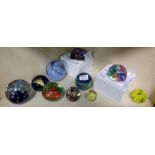 10 Glass Paper Weights, various colours and inserts