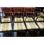 Matching Set of 8 (6 + 2 carvers) Mahogany Dining Chairs, Regency Style, the backs featuring