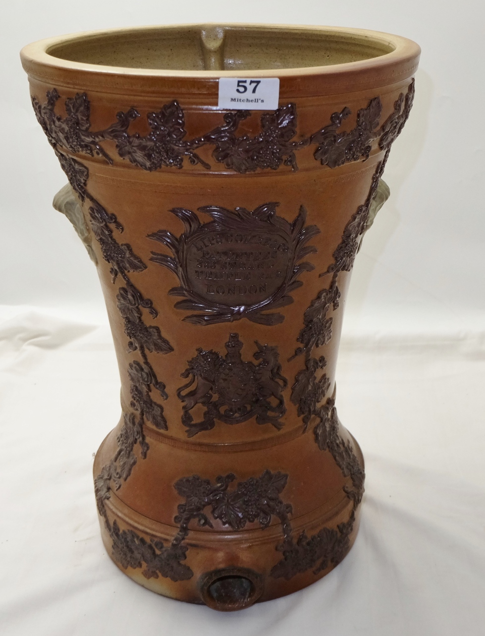 Stoneware water filter “Temple Bar, London” & Lawrance Brewed Ginger Stoneware Jar (2)