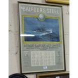 Balfour’s Steel Advertising Calendar 1930, 1931, in ebony frame.