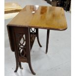 Inlaid mahogany Sutherland Table, on tapered legs, brass castors, 31” x 24”